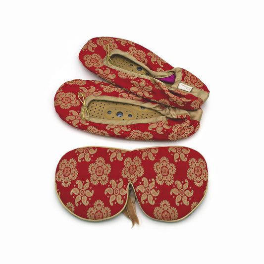 Holistic Silk Eye Mask Slipper Gift Set Scarlet Small - Imperfect Container