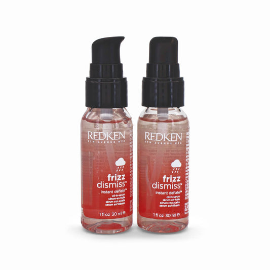 2 x Redken Frizz Dismiss Instant Deflate Oil Serum 30ml - Imperfect Container