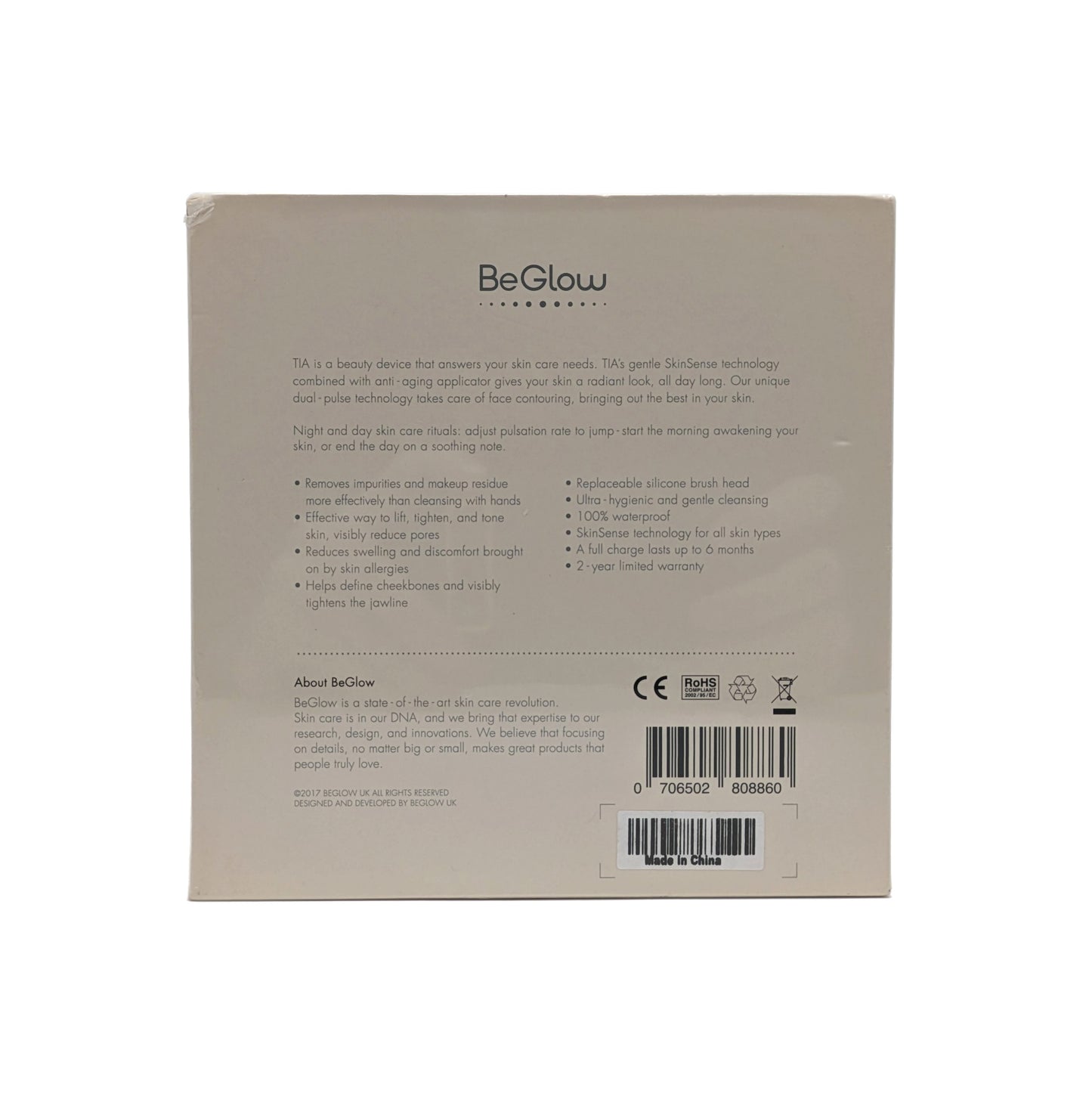 BeGlow TIA Facial Toning & Cleansing Sonic Device Black - Imperfect Box