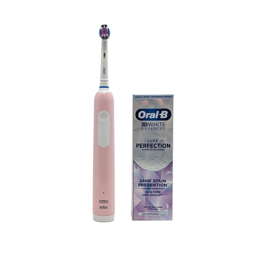 Oral-B Pro Series 1 White/Pink With 3D White Luxe Toothpaste - Imperfect Box