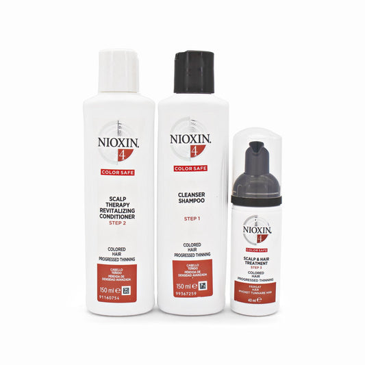 NIOXIN 3-Part System 4 Trial Kit Coloured Hair 2 x 150ml & 40ml - Imperfect Box - This is Beauty UK