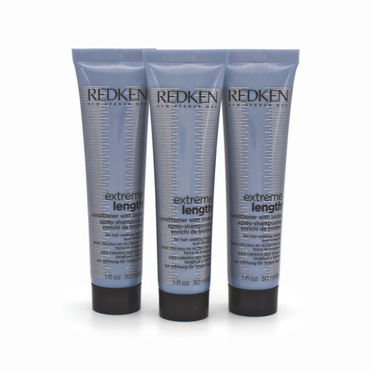 3 x Redken Extreme Length Conditioner With Biotin Mini 30ml - Imperfect Container