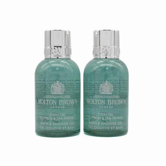 2 x Molton Brown Coastal Cypress & Sea Fennel Bath & Shower Gel 50ml - New