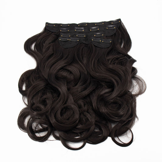 LullaBellz 22" 5 Piece Curly Clip In Extensions Dark Brown - Imperfect Container